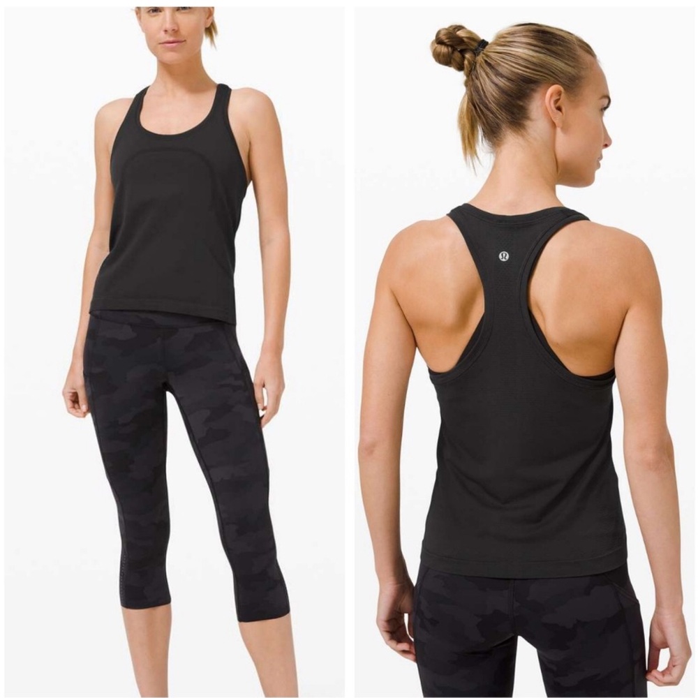 🌼LULULEM🍋N Swiftly Tech Racerback 2.0 * Black / Black Size 4